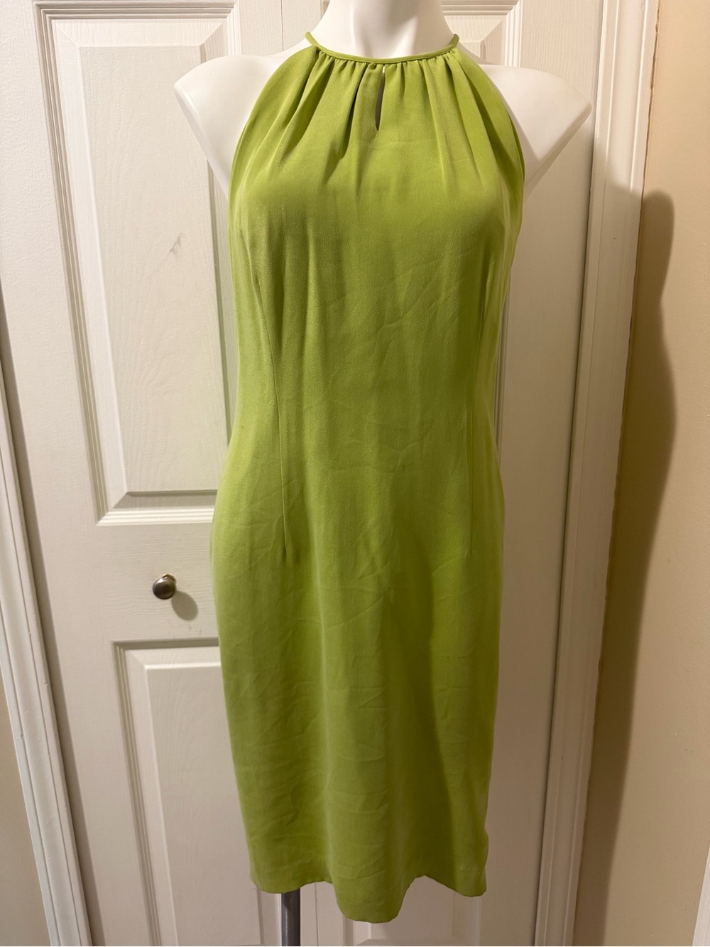 Vintage Silk Green Halter Neck Dress Size 6